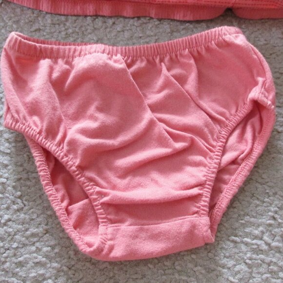 Cat & Jack 2 Pc Dress Bloomers‎ Girls Size 12M Orange Coral Long Sleeve Pullover - Picture 3 of 4